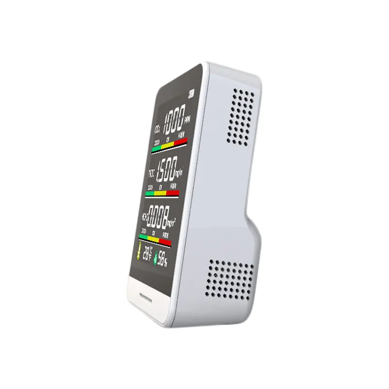 Air Quality Monitor 5 IN1 CO2 Formaldehyde HCHO TVOC Air Gas Detector Real Time Data Rechargeable Battery For Home Office