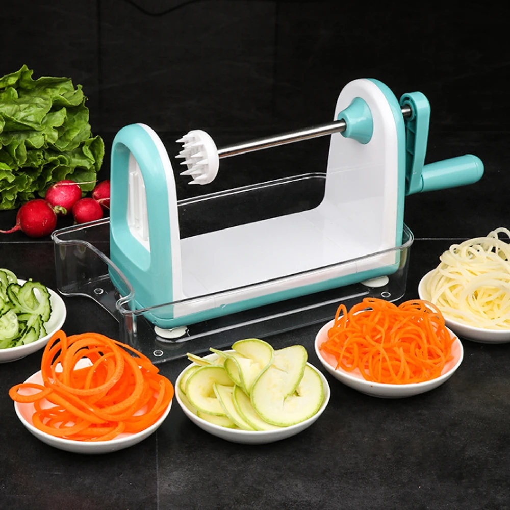 One Stop Shopping 5 Blades Vegetable Slicer for Veggie Noodles and Curly Chips Zucchini Noodle Maker Spaghetti Spiralizer