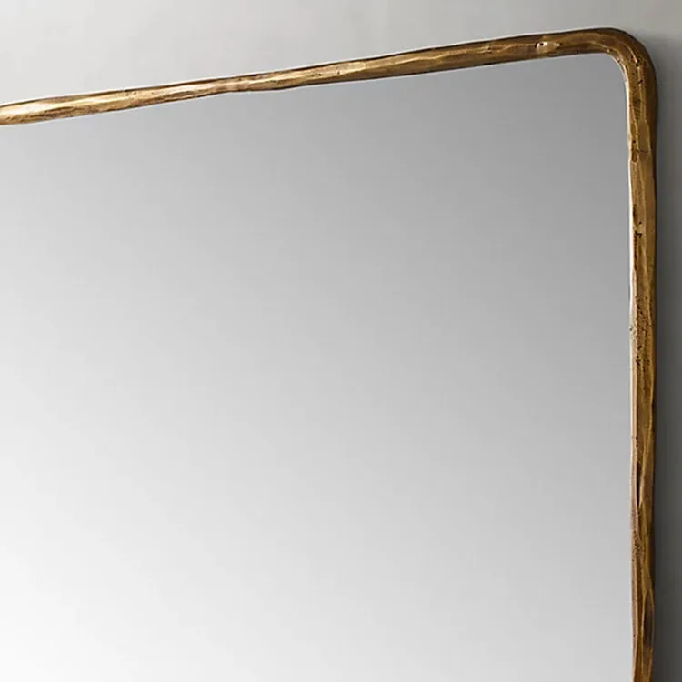 Explosion-proof Big Hand Forged Wall Mirrors Full Length Bedroom Metal-framed Floor Stand Gold Mirror