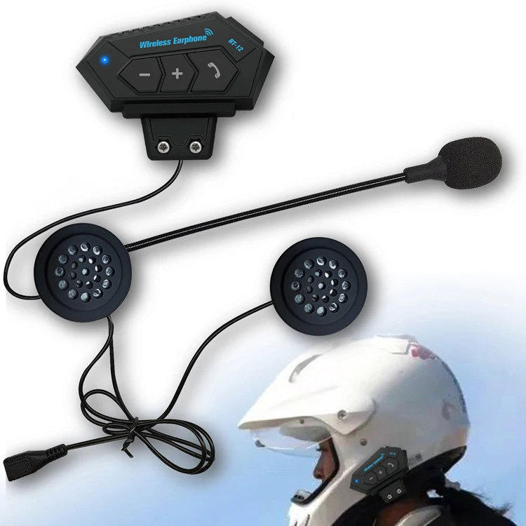 Wireless Earphone Helmet Bluetooth Headset Motorcycle Helmet Intercom, Helmet Communication System Supports Handsfree