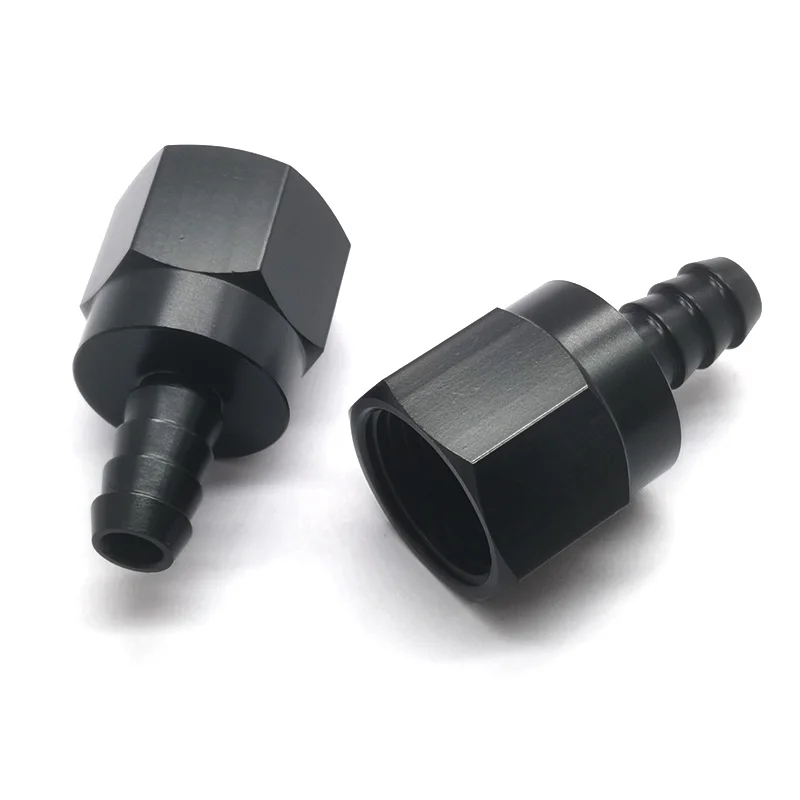 CNC machining Black Straight Aluminum 10AN female Flare to 3/8 Barb Push Hose Barb Fitting Adapter