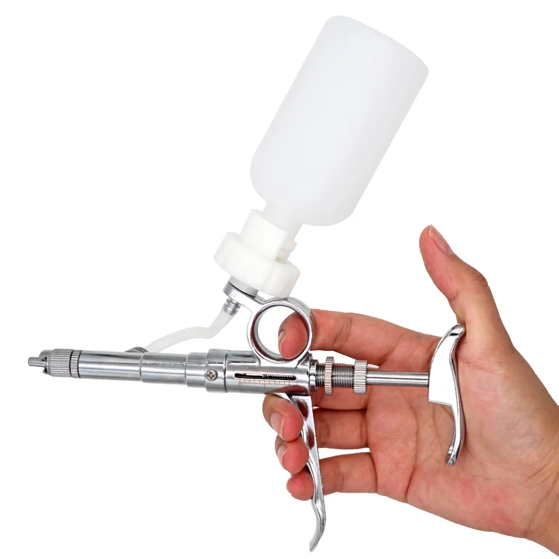 Multifunction Veterinary Stainless Steel 2ml & 5ml Animal Injector Syringe with Bottle Holder for Poultry