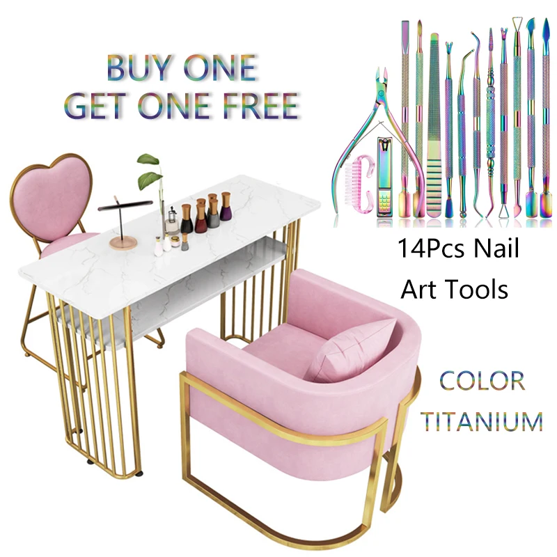 Wholesale Nail Salon Furniture Nail Care Manicure Spa Station With Chair Rectangular Metal Leg Work Nail Tables