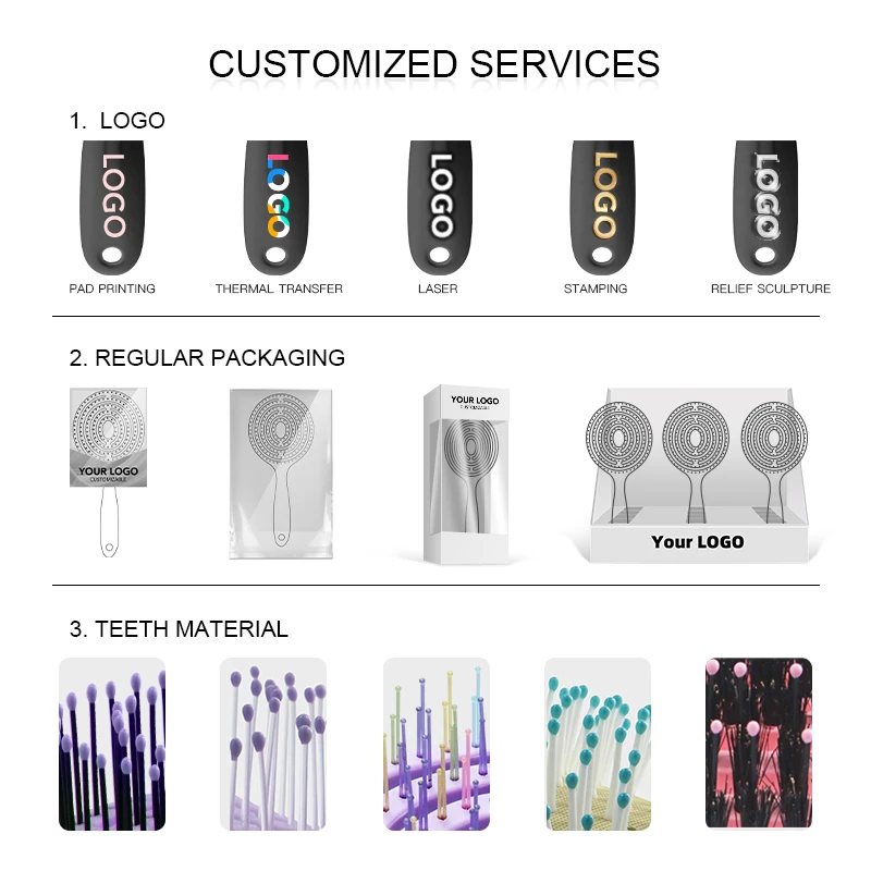 Wide Tooth Mini hair brush set With Grip Detangler Hairbrush For Wet Dry Hair Brush And Comb Set Insoluble masterbatch marbling