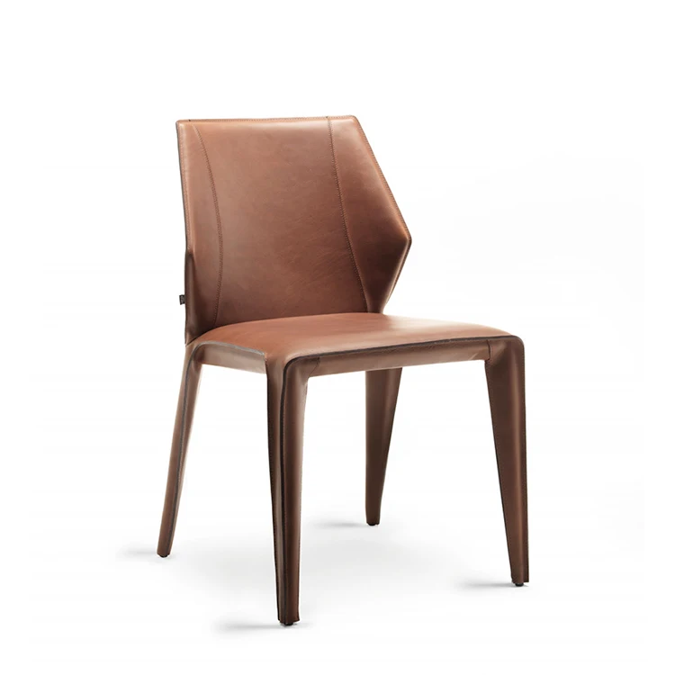 Итальянский легкий роскошный домашний стул со спинкой для ресторана отеля кафе седло кожаный дизайнерский обеденный стол стул