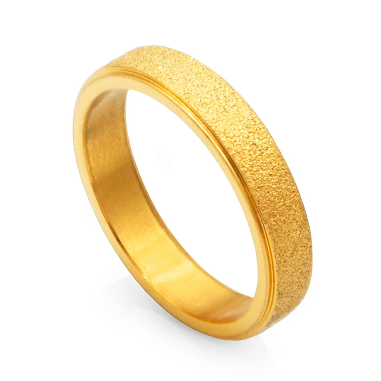 Chris April 316L Stainless Steel Gold Plated Ring Sandy Matte Finish