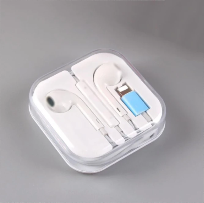  Наушники-вкладыши с выдвижным окном для Apple Earpods гарнитура подсветкой 1 2 м микрофоном проводные наушники iPhone 7 8 X 11