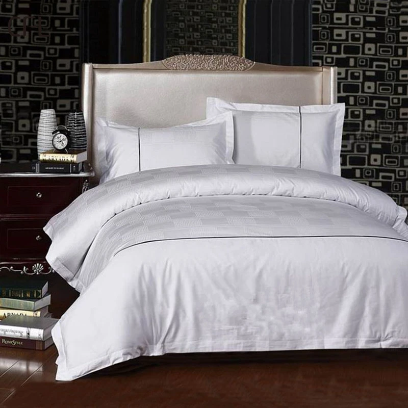 cotton satin comforter customized  hotel bedding sets jacquard white  bed linen