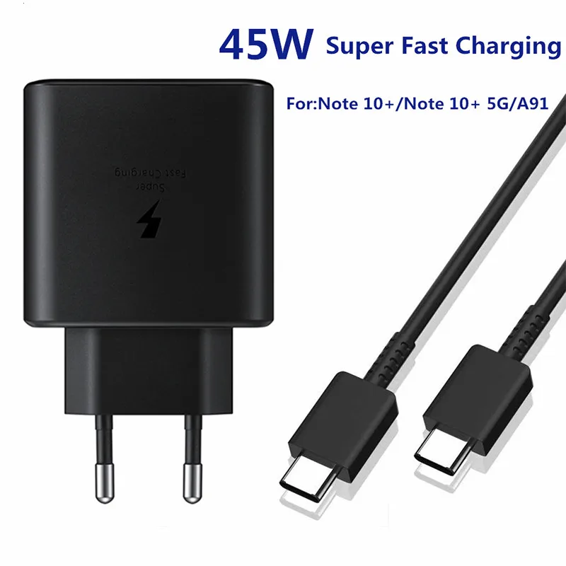 
Для Samsung 45Вт зарядное устройство USB-C Быстрая зарядка настенное зарядное устройство для мобильных устройств с pd мощность 2 type c кабель 