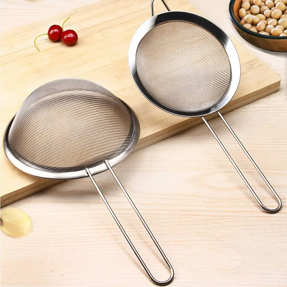 Stainless Steel Kitchen Flour Screen Mesh Strainer Kitchen Utensils Mesh Sieve Strainer