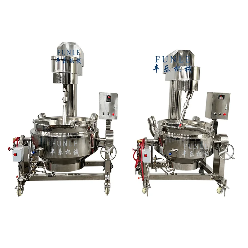 Stainless Steel 50l- 600l Industrial Jacketed Kettle With Agitator Sanitary Porridge Soup Boiler Mixing Cooking Jacketed Kettle