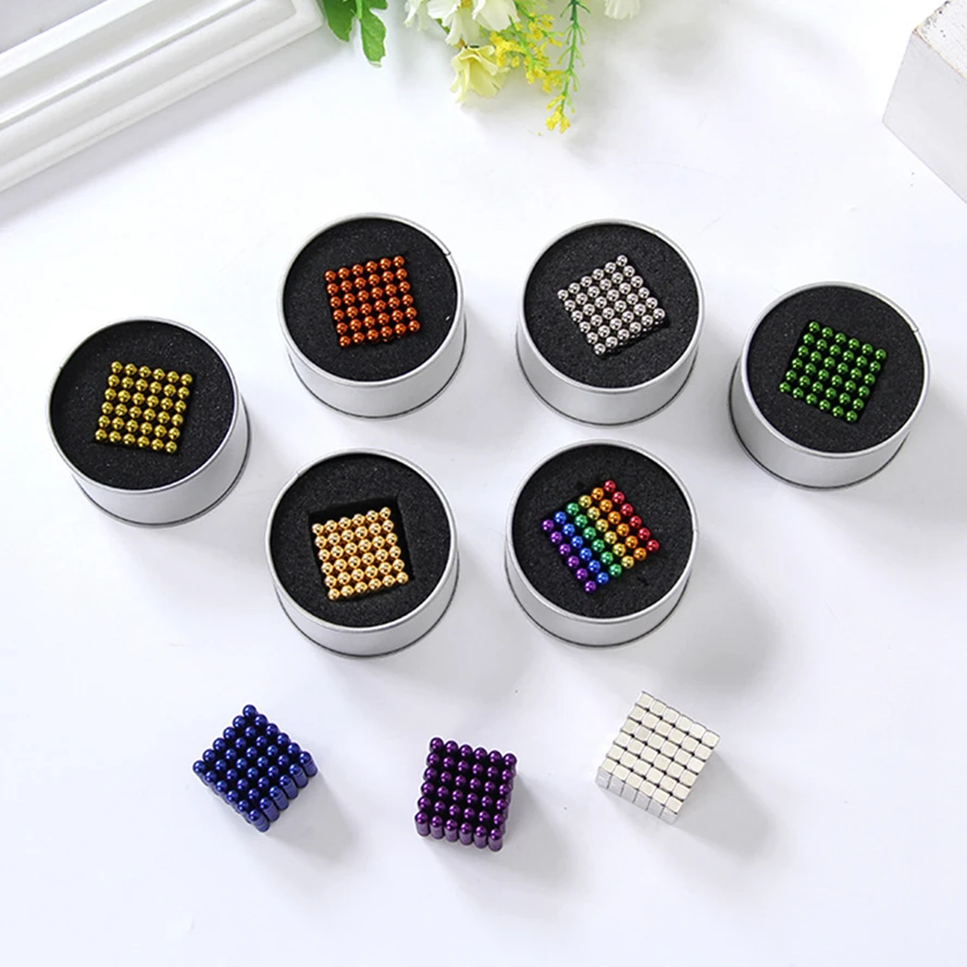 
Colorful rainbow neo permanent magnet ball puzzle cube 216pcs neodymium sphere toy magnetic balls 