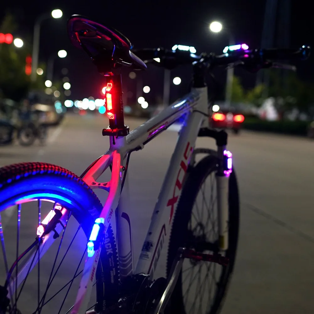MTB Bike Light Set Waterproof LED Front Rear Back Headlamp Flashlight Safety Warning Cycling Mountain Bicycle Riding Battery