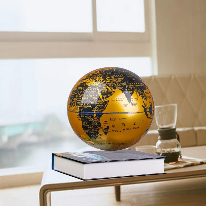 Globe Home Decoration Gift 8 Inch Printed C Shape Floating Globe, Geography World Map Magnetic Levitation Globe
