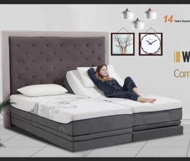 Folding Split King Sleep Adjustable Bed with Mattress for Seniors