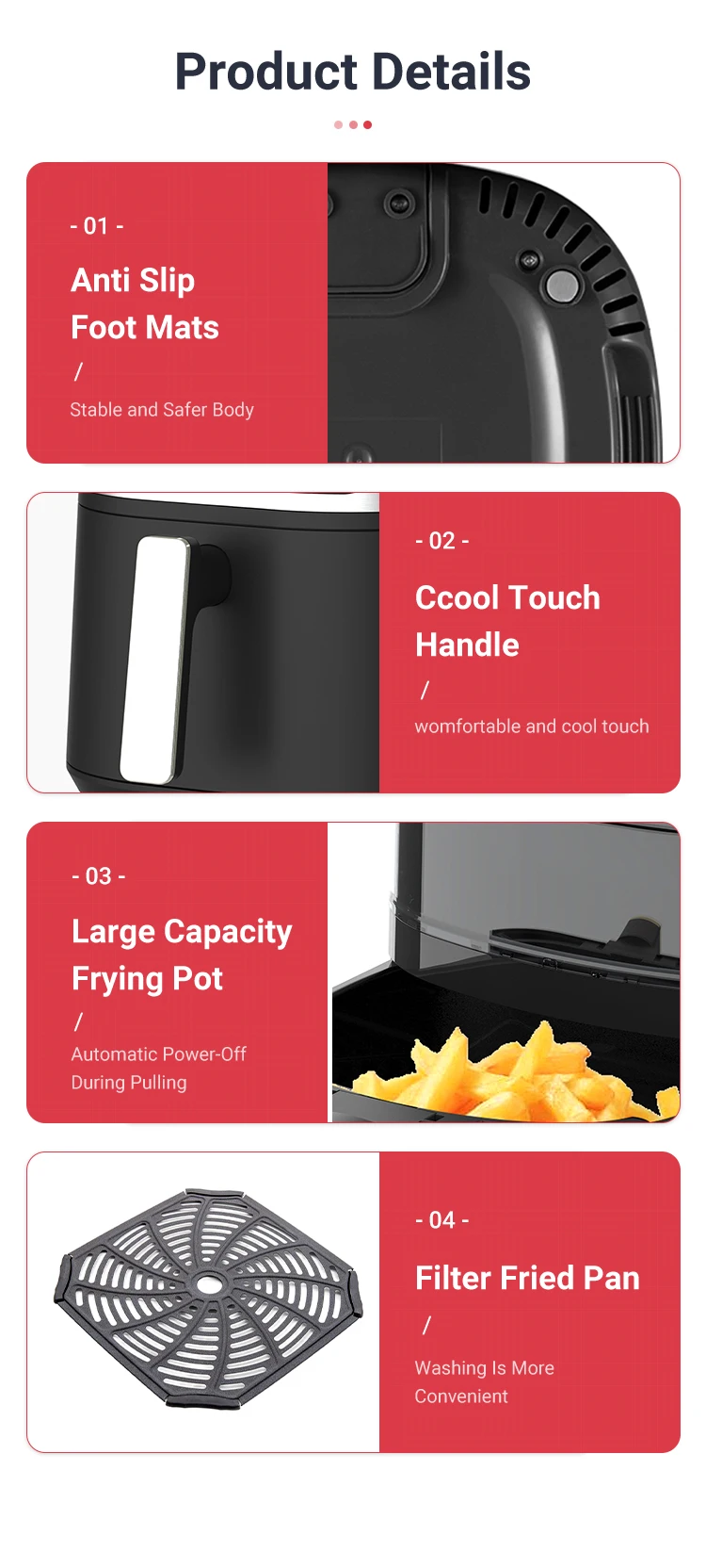 Factory Customized Household Grill Air Fryer Smarts Grill Cool Touch Handle Professional Air Fryer