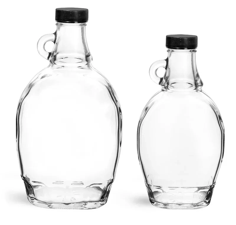 750ml Glass Bottles, Clear Glass Moonshine Bottles W/ Stained Wood Bar Tops & Natural Corks