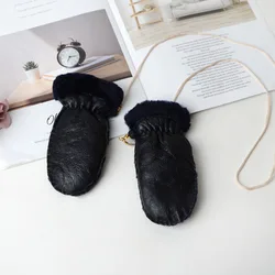100% Hand-made Baby Real Lamb Fur Mitten Kids Fingerless Leather Yang fur gloves fingered baby Students go to school and keep wa