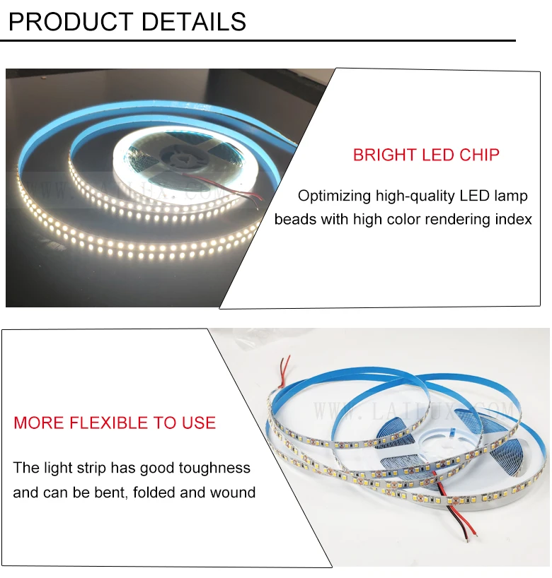 12V 24V led strip light SMD 2835 PCB 8mm width Flexible 3 in 1 Light Strip Cold White LED linear bar strip