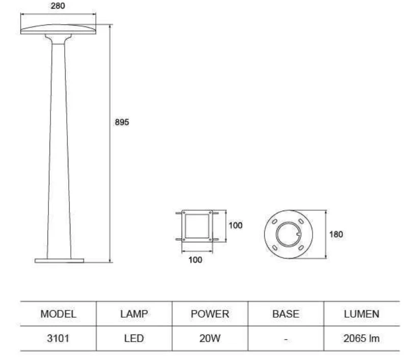 
factory price outdoor LED bollard IP65 Lawn light for garden 