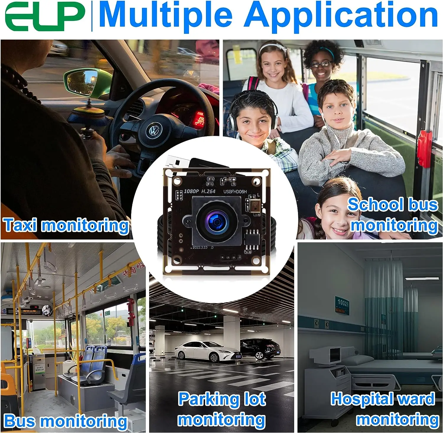 ELP USB Camera Module Low Light 1080P H.264 IMX323 Sensor Webcam Module with Microphone and 2.1mm Wide Angle Lens For Embedded