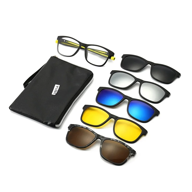 2501Outdoor sports magnet clip on tr90 glasses sunglasses polarized set