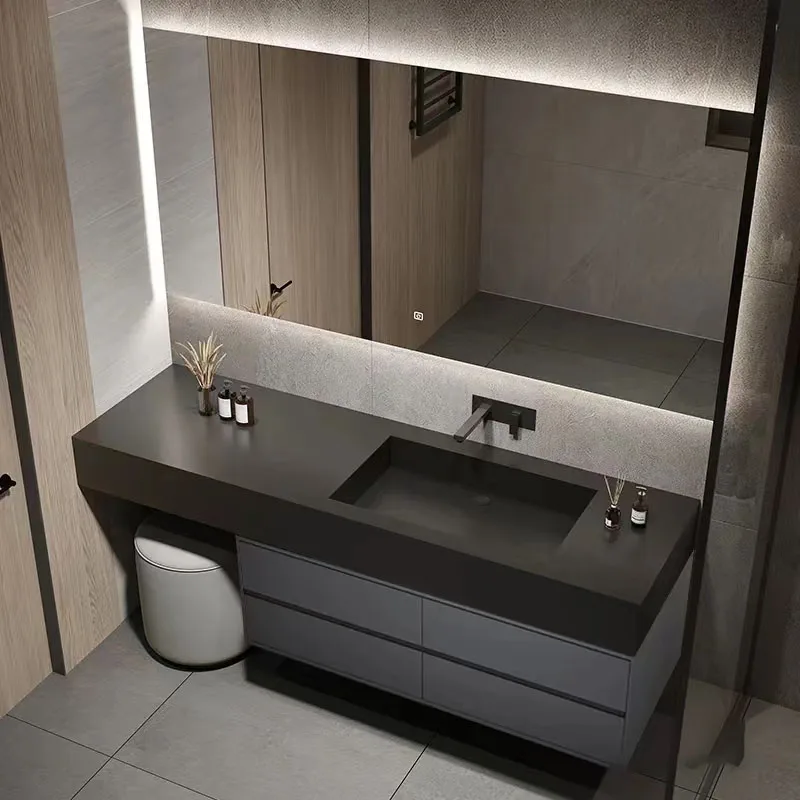 Modern Minimalist Design Multifunctional Pvc Floating Vanity Bathroom Vanity Cabinet