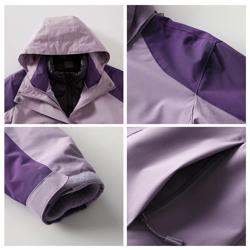 2022 winter 3 in 1 with removable sleeves fleece lining down jacket