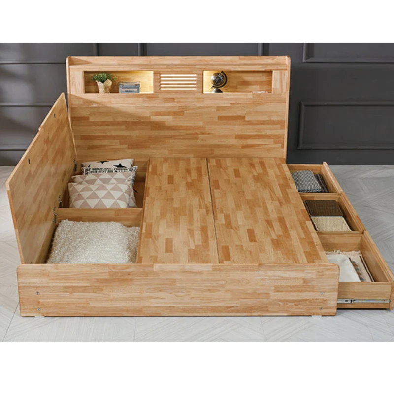 Simple Solid Wooden Master Bedroom Household With Storage Space