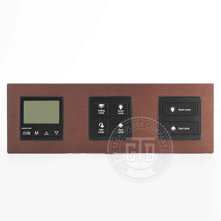 Coffee Gold Color CNC processed aluminum brushed material hotel using 3 connected light and FCU control bedside switch
