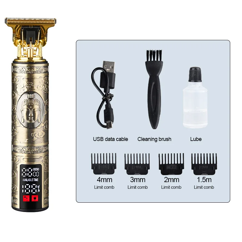 Professional Men Electric ABS Trimmer Set of 8pcs Hair Clipper Trimmer Haircut Barber Shaver Machine With LCD For Men Children