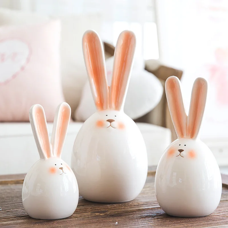 
Dropship Custom Home Decoration Accessories Living Room Colored Ceramic Rabbit Figurine 