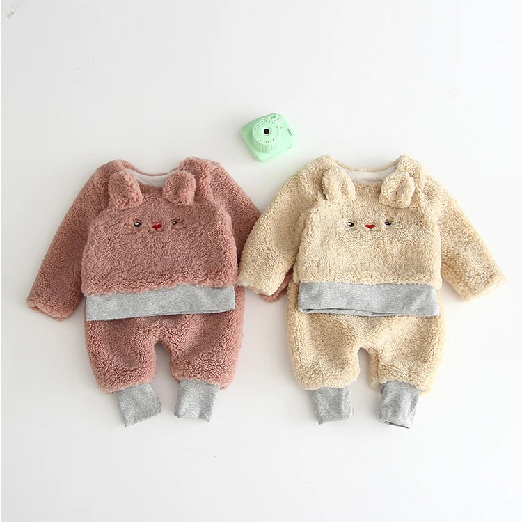 Thick Fleece baby clothing 2019 cute Baby Girls and Boys outfit kids Clothing Set For 0-24M