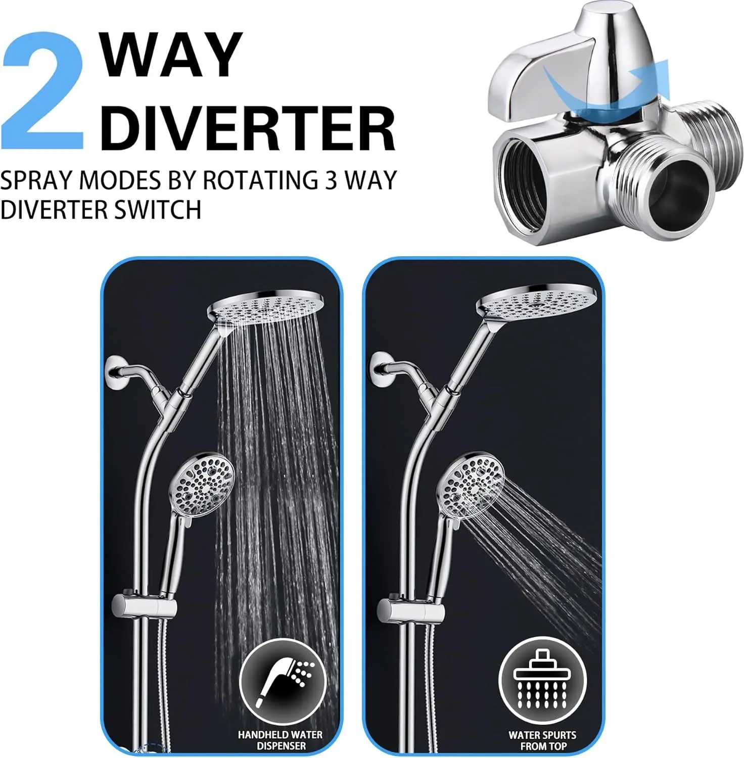 G1/2 2 Way Diverter Valve Hand Fixed Shower Head Brushed Nickel Brass Shower Arm Diverter Valve shower water filter