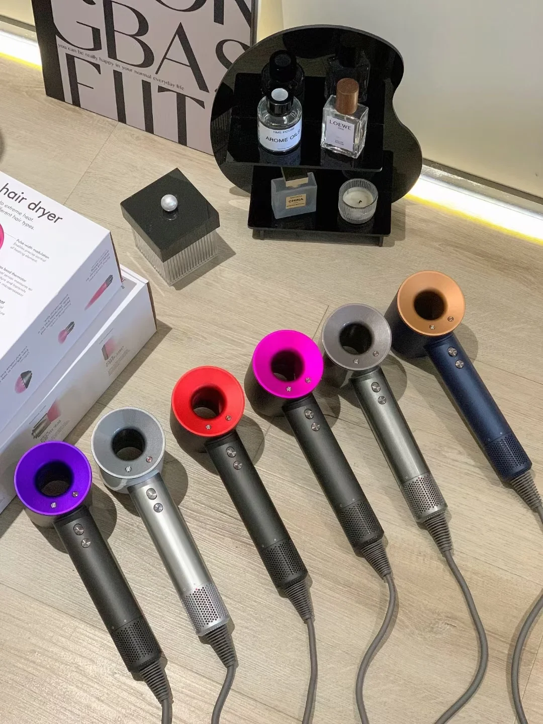 2024 Dy Hair son Dryer HD07 HD08 1600W hollow leafless hair dryer ionic hair straightener dryer styler brush with accessories