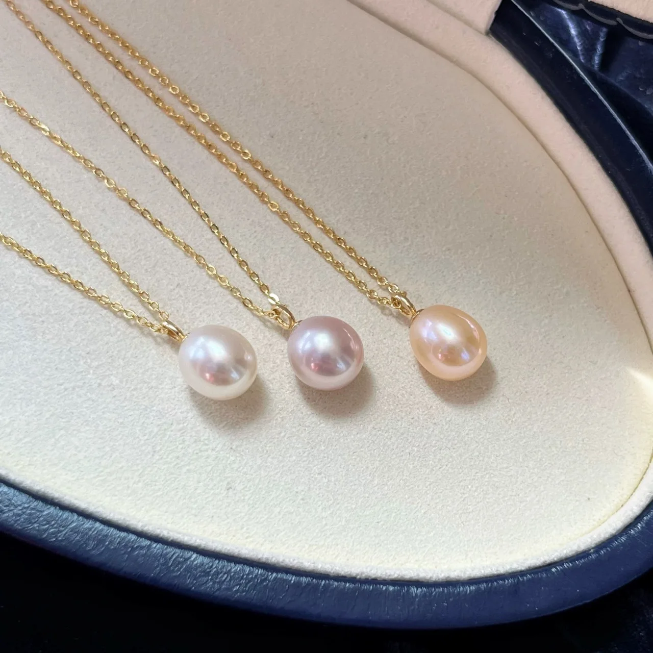 Classic Real Freshwater Pearl Drop Necklace For Women Girl Gift White Pink Purple Natural Pearl Gold Plated Necklace