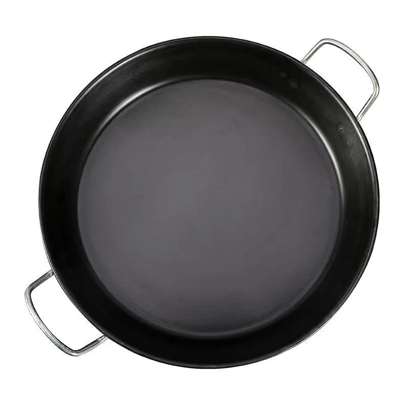 Chinese uncoated wrought iron Old style double ear kitchen pancake Household flat bottom iron pan