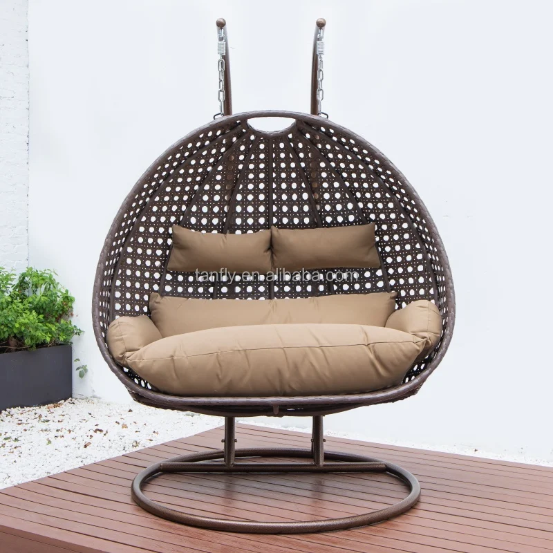 Luxury Outdoor High Quality Waterproof Single Seat Rattan Patio Swing Hanging Egg Chair