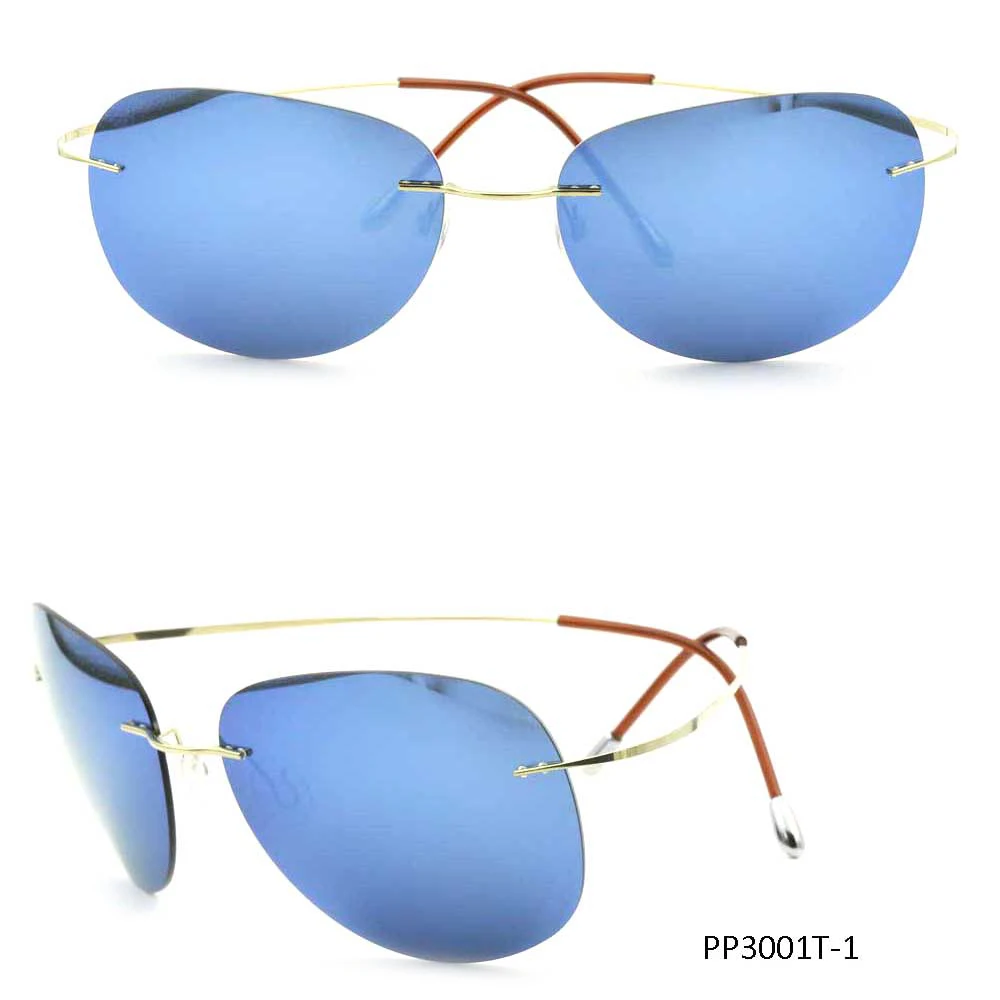 PP3001T fashion polarized titanium mens rimless sunglasses
