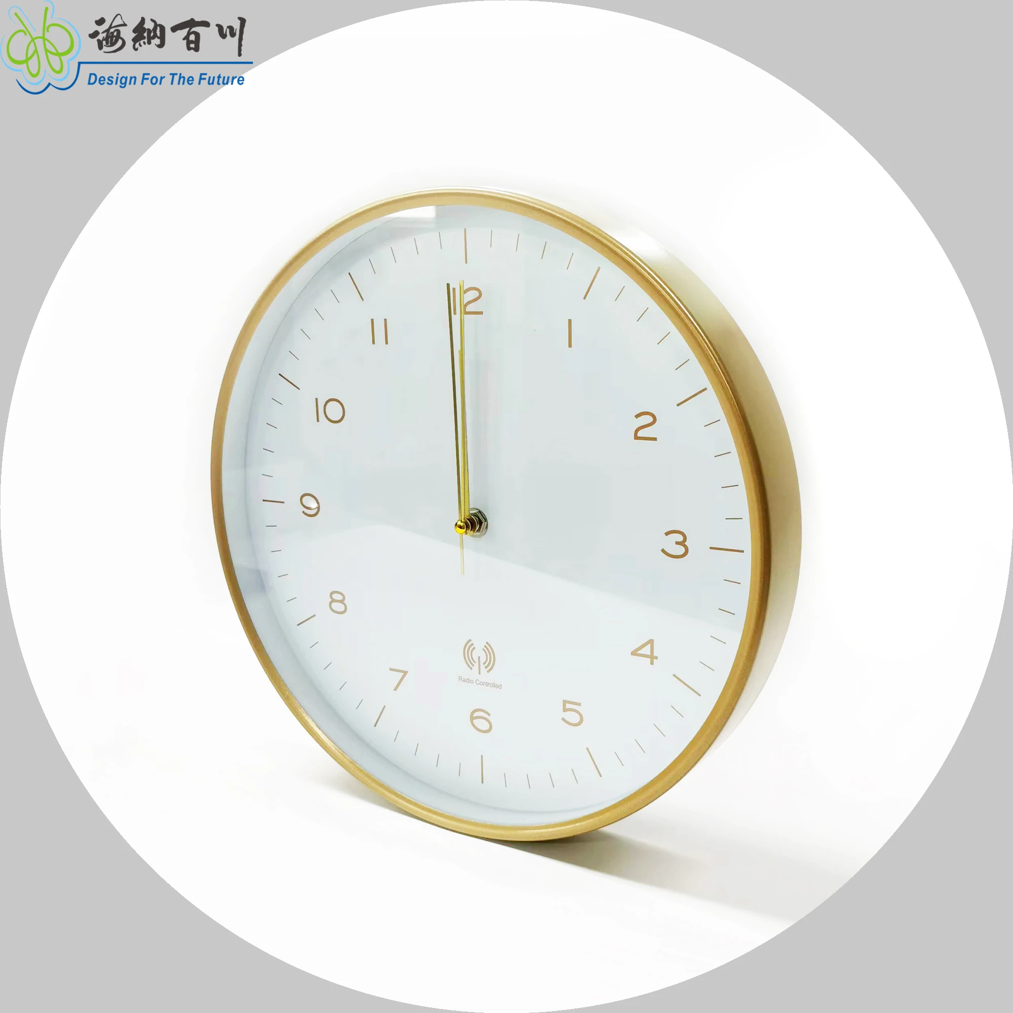 Contemporary 30CM Stainless Steel Digital Wall Clock Abstract Pattern RC Quartz Clock for Living Room Needle Display Cound Shape