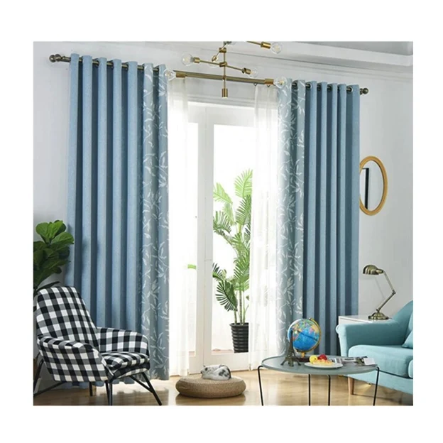 Ready Stock Plain Pure Color Blackout Living Room Windows long curtains