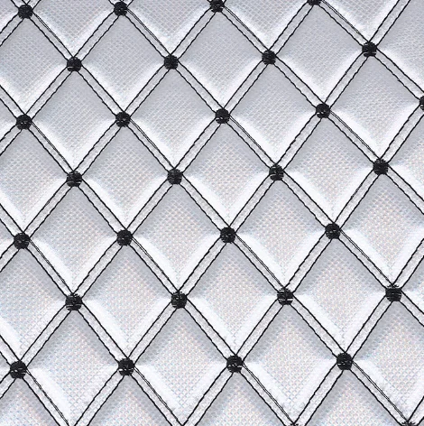 Sponge and leather composite custom pattern quilted Embroidery Quilted Diamond Stitching PU artificial leather for bag, car seat