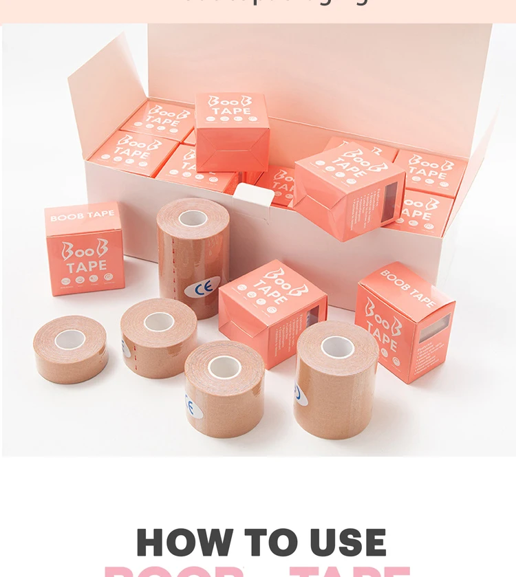Breathable Adhesive Sticky Kit- Boobytape for Breast Lift  Reusable Adhesive Bra Skin-Friendly Boob Tape