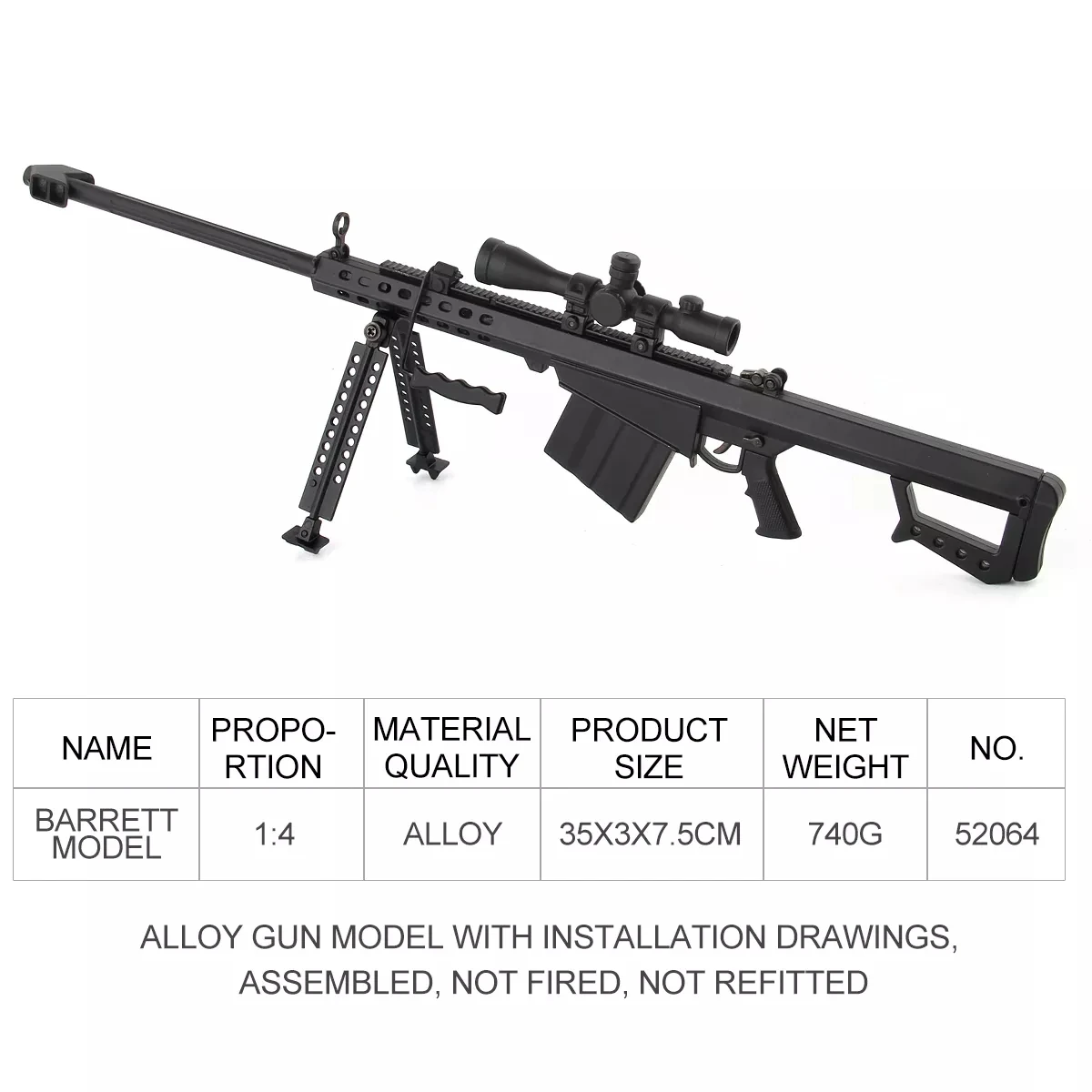 Wholesale Zinc Alloy 1:4 Scale Die Cast Metal Model Toy Gun 28CM Mini Beretta For Kids