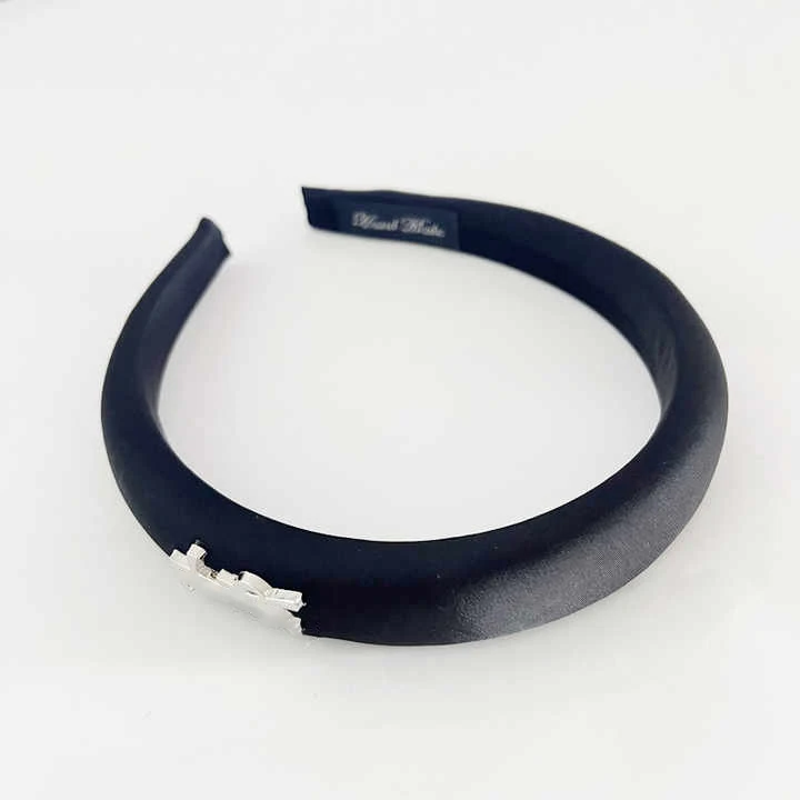 Fashion Hairband New Arrival 2cm Sponge Padded Famous Brand Satin Fabric Designer Headband For Women Girls