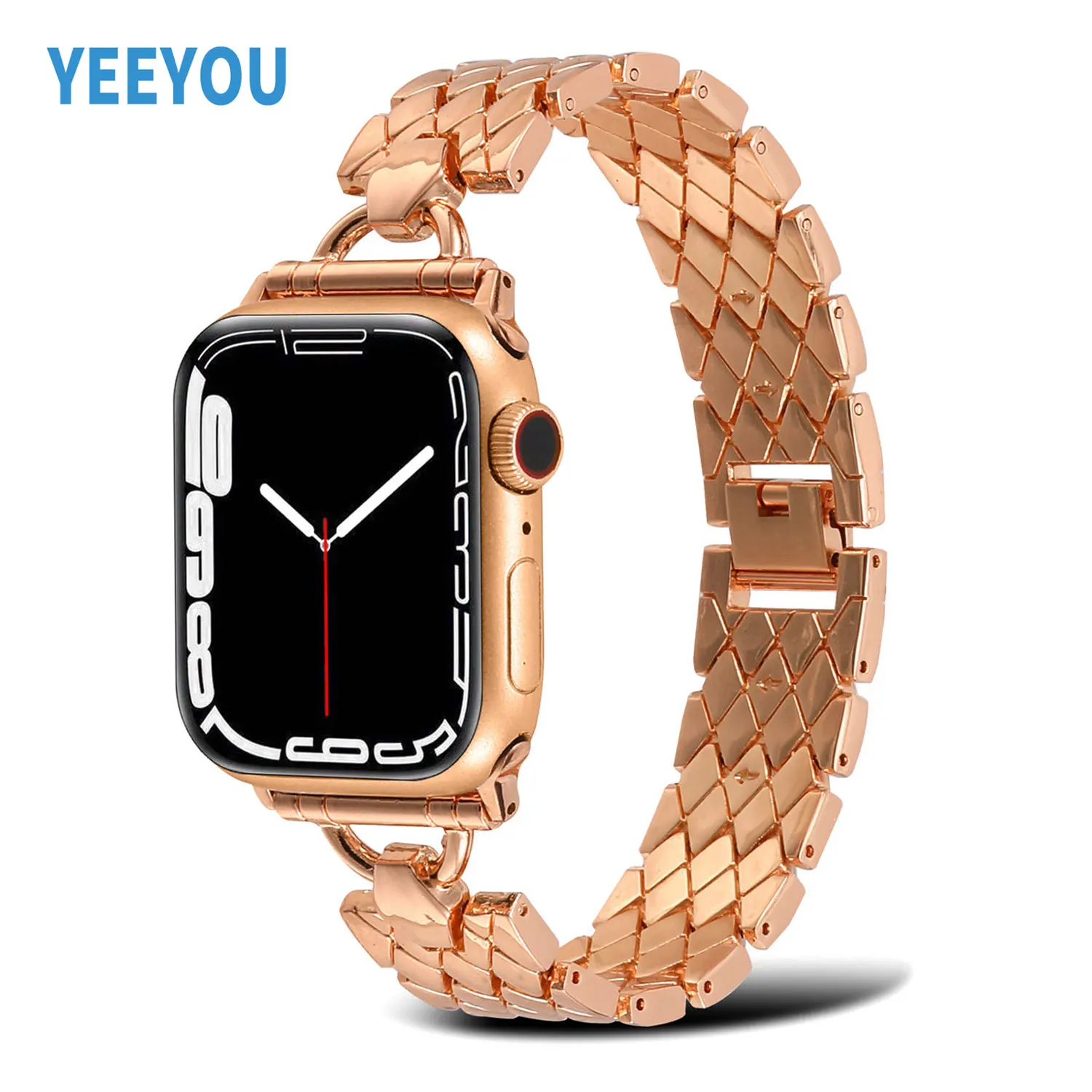 Luxury D-Link Stainless Steel Watch Band 49mm Metal Wrist Strap for iWatch 7 6 5 4 SE 3