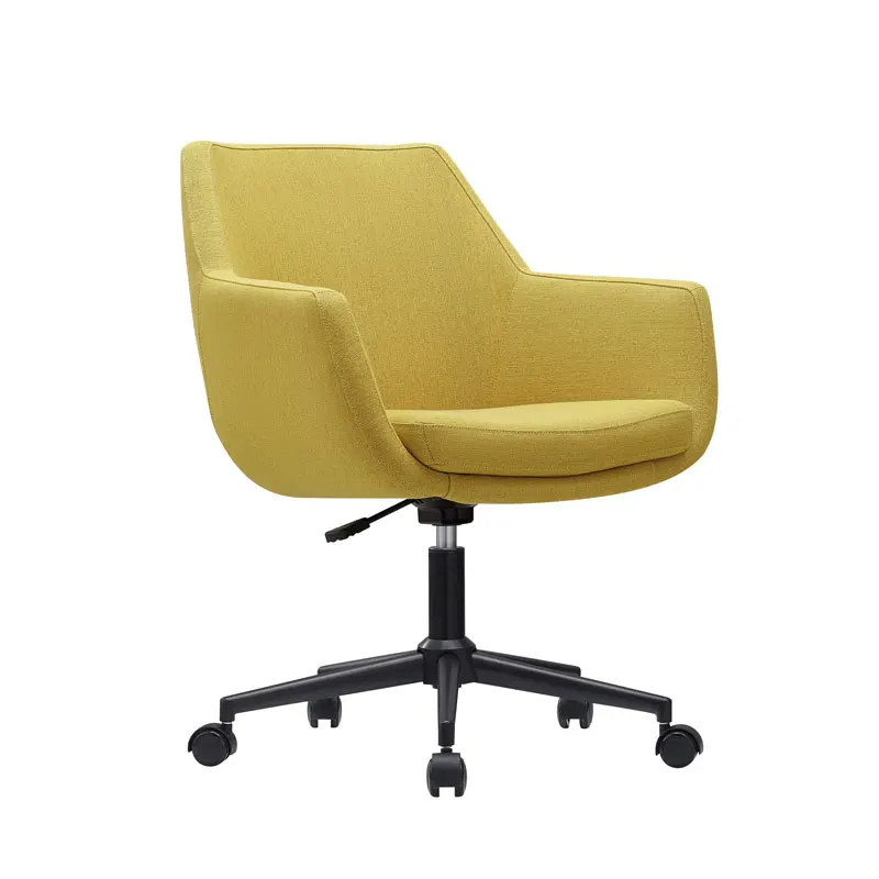 2023 trending leisure style linen fabric cushion reception area swivel office chair with wheels