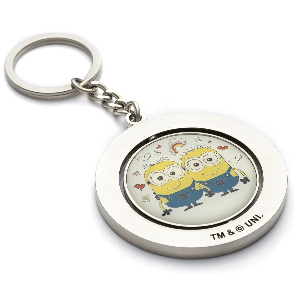 High quality llaveros movie style Herotheme Custom metal zinc alloy keychain with glitter enamel logo