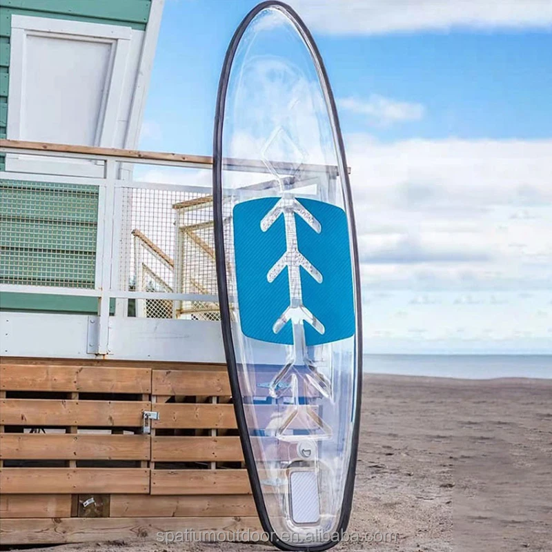 Spatium Wholesale Glass Paddle board Transparent stand up sup board for adult