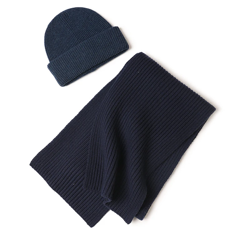 Зимние теплые толстые однотонные вязаные шапки и шарф унисекс с логотипом на заказ оптом